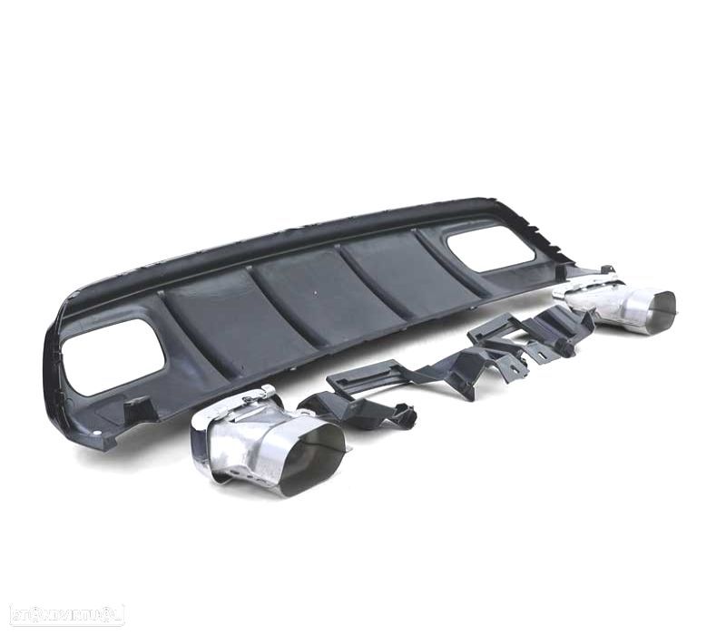 DIFUSOR MERCEDES CLASE A W176 12-18 LOOK A45 AMG PRETO BRILHANTE + PONTEIRAS DE ESCAPE - 4