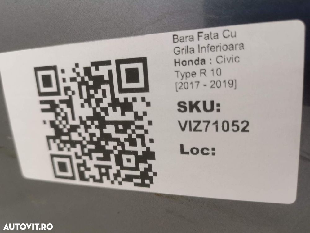 Bara Fata Cu Grila Inferioara Honda  Civic Type R 10 2017 2018 2019 Or - 8