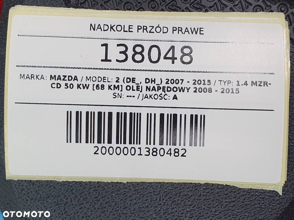 NADKOLE PRZÓD PRAWE MAZDA 2 DE 2008 EUROPA - 6