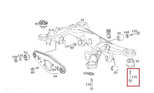 MERCEDES SL CLS E-KLASA W220 W203 Sruba belki tyl M12x1.5x80 OE - 2