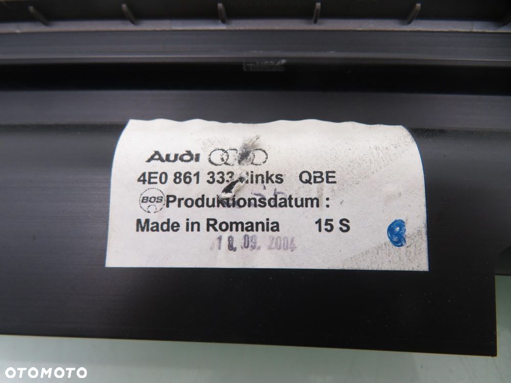 ROLETA SZYBY LEWY TYŁ + MOCOWANIE AUDI A8 D3 4E0861333 - 2