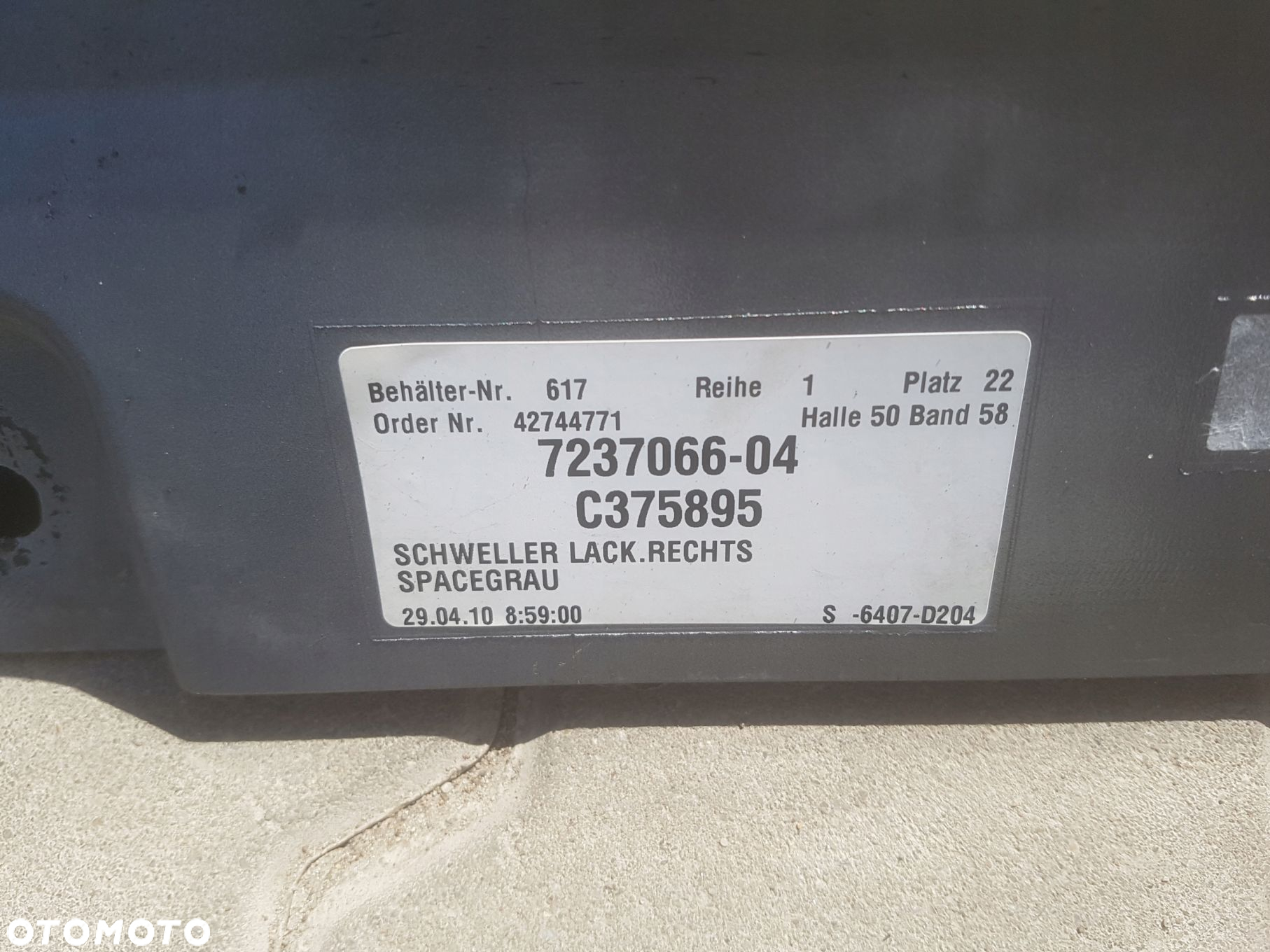 BMW 5 F10 09r- LISTWA PROGOWA PRAWA A52 SPACEGRAU - 5