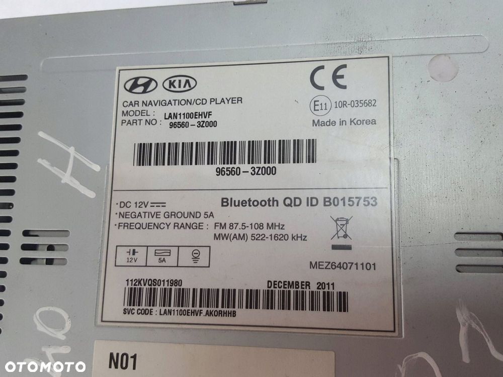 HYUNDAI I40 11-14r NAWIGACJA RADIO 96560-3Z000 - 5