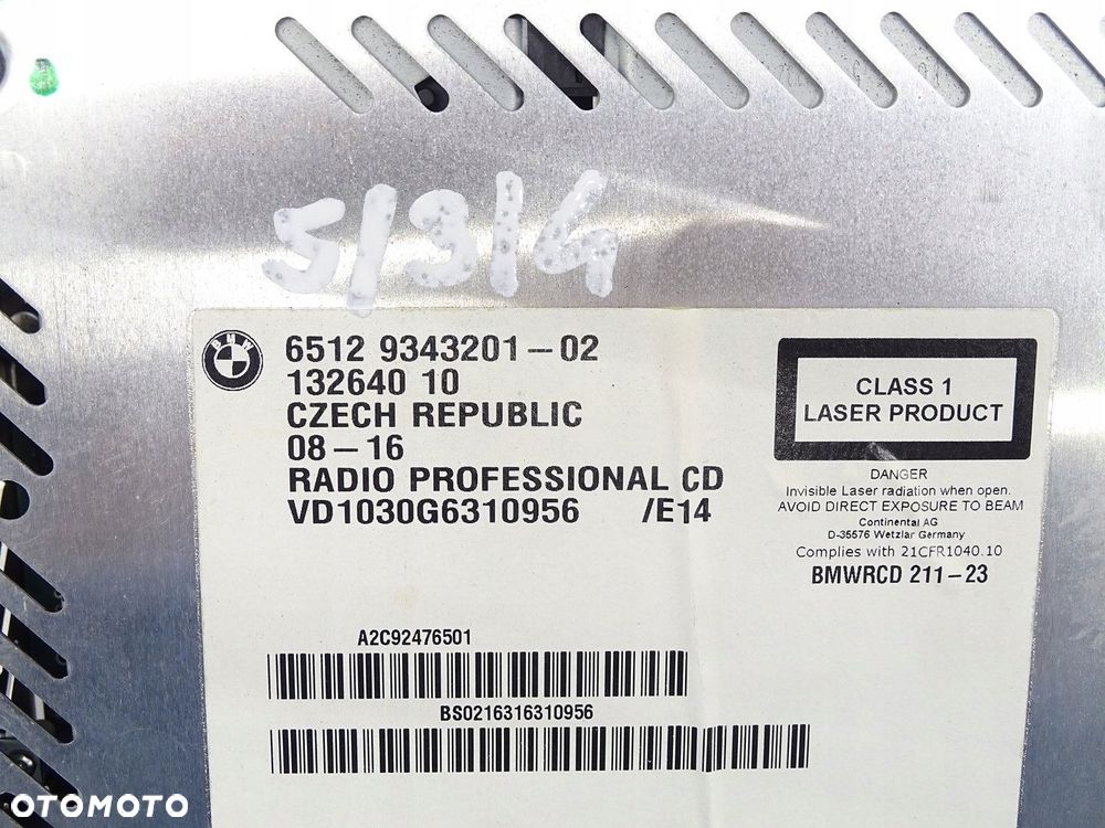 RADIO RADIOODTWARZACZ CD BMW PROFESSIONAL BMW X1 E84 9343201 - 6