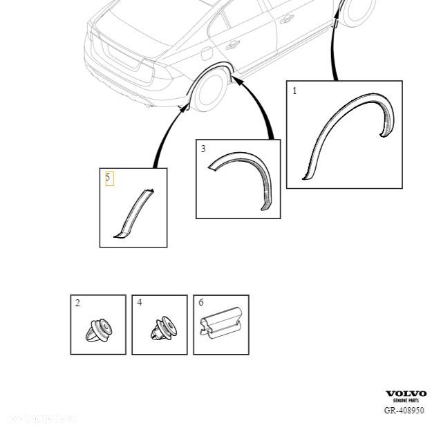 VOLVO S60CC II listwa poszerzenie blotnik zderzak tyl prawy OE 31448247 - 2