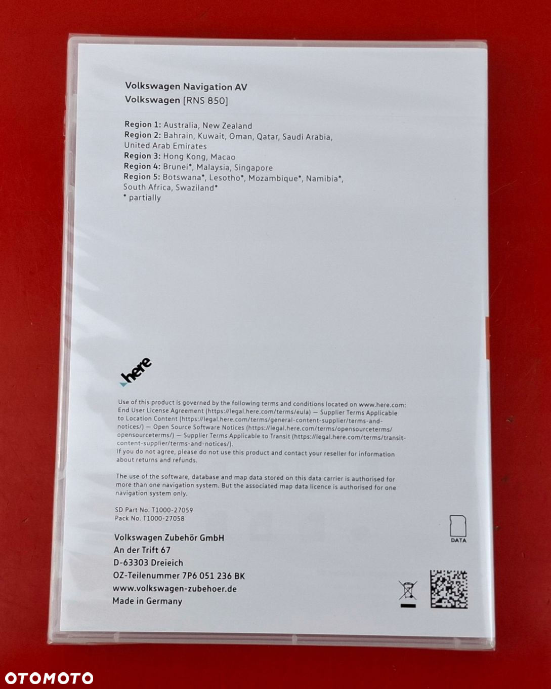 VW Volkswagen OE Mapy / Nawigacja CD Multi region 1 7P6051236BK - 2