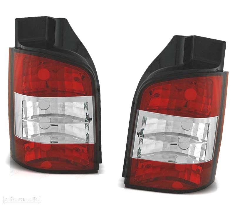 FAROLINS TRASEIROS PARA VOLKSWAGEN VW T5 03-09 VERMELHO BRANCO - 1