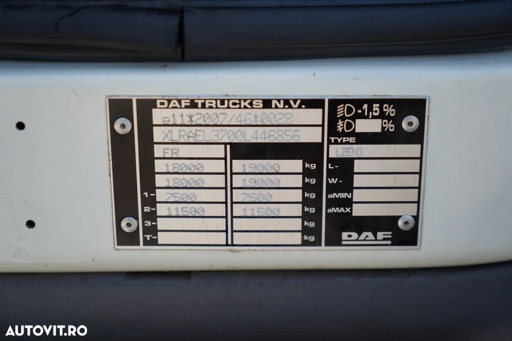 DAF LF 250 / 4X2 / LIVRARE - 7.30 + HDS HYVA HB 150XE3 / RADIOCOMANDĂ / ROTATOARE / MAX. CAPACITATE DE RIDICARE: 5200 KG / FURCĂ PENTRU PALEȚI / EURO 6 - 38