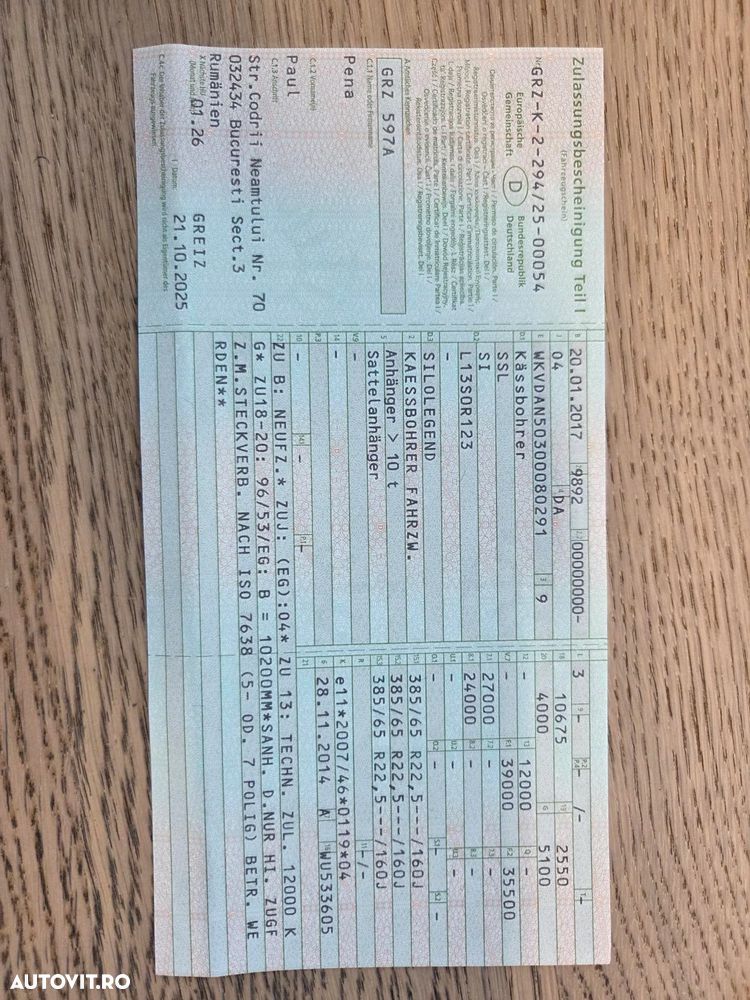 Kaessbohrer Trans CIMENT, 2017, 39mc, Propiu 5,1t, Jante aluminiu, picioare sprijin, Carte identitate RAR, rulat doar in GERMANIA, posibilitate leasing 2 ani-PROMOTIE 29.900 EUR+Tva - 3