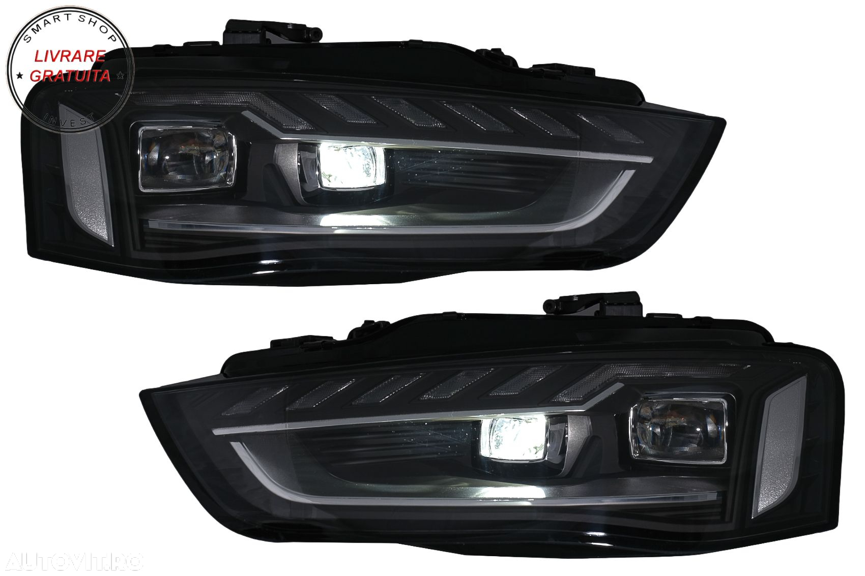Faruri Full LED Audi A4 B8.5 Facelift  (2012-2015) Negru Semnal Dinamic A4 B9.5 De- livrare gratuita - 9