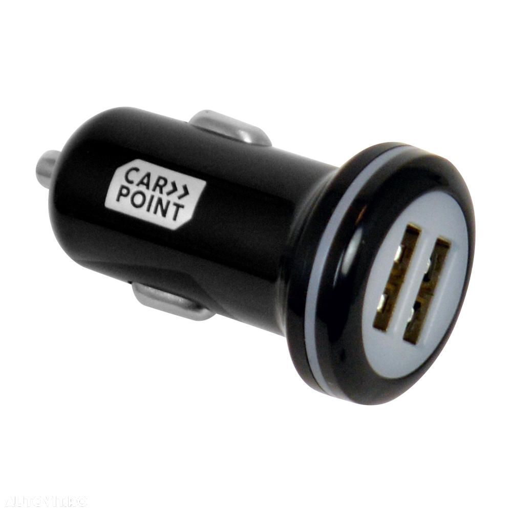 Set incarcare telefon Carpoint Premium, incarcator bricheta cu 2 iesiri USB, cablu cu cablu conector hibrid MicroUSB MFi Dock 8pin si incarcator priza retea 220-240V - 3