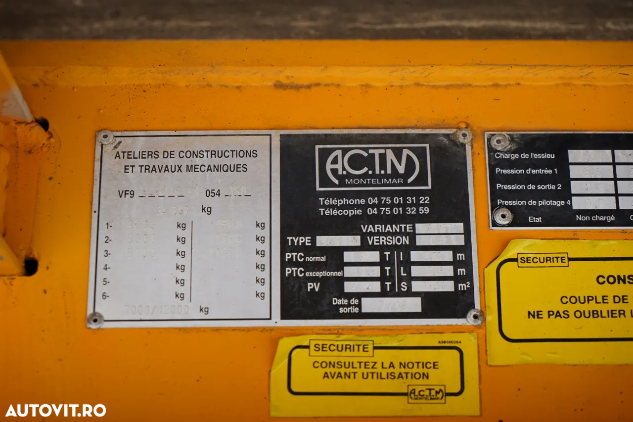 ACTM TRANSPORTATOR / ÎNCĂRCARE JOS / 13,2 M / GAMĂ HIDRAULICĂ / AX DE DIRECȚIE - 27