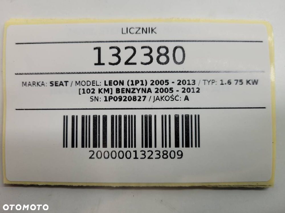 LICZNIK ZEGARY 1.6 B SEAT LEON II EU 1P0920827 - 8