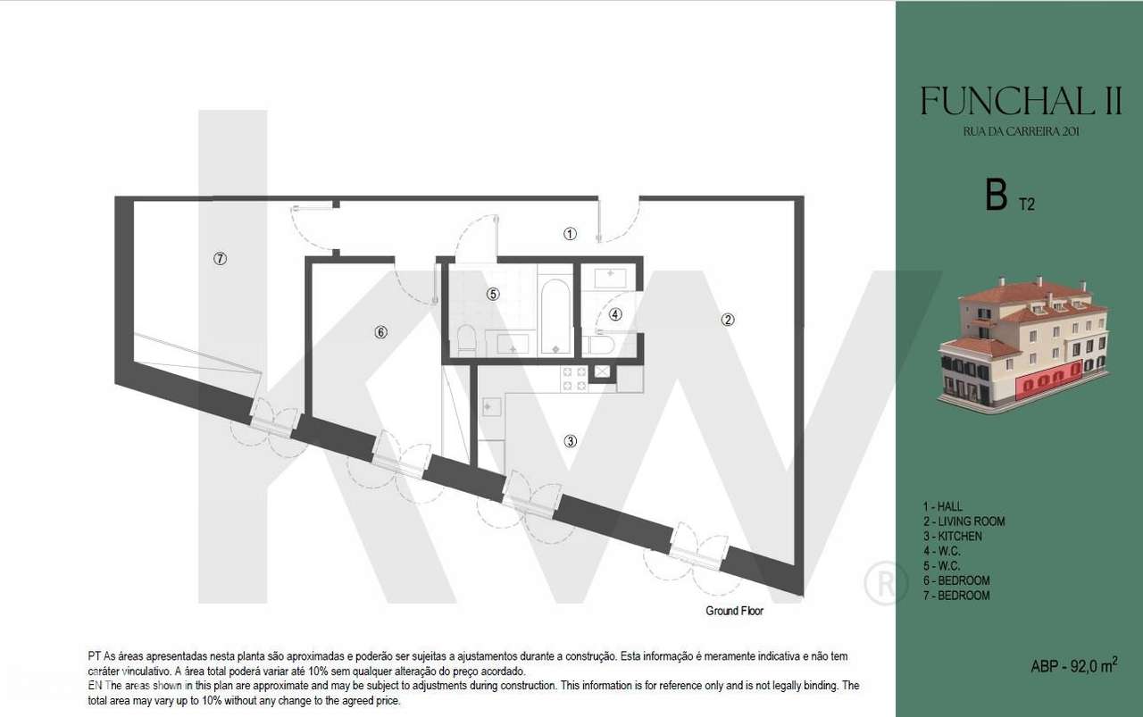 Apartamento de tipologia T2 | Funchal II | Centro do Funchal | Ilha da - Grande imagem: 2/14