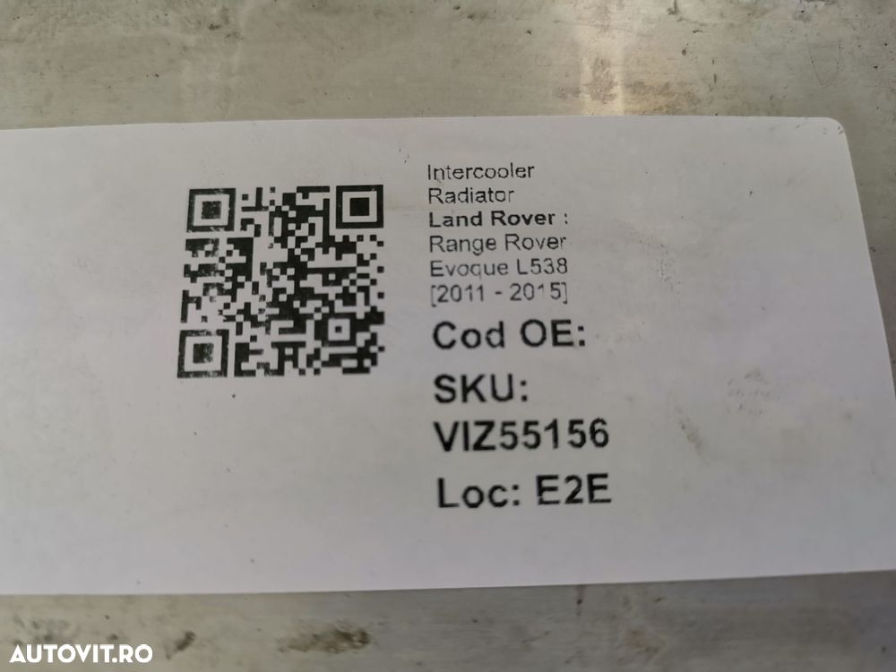 Intercooler Radiator Land Rover  Range Rover Evoque L538 2011 2012 201 - 8