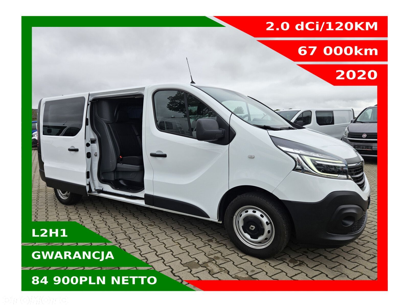 Renault Trafic L2H1 *84900zł NETTO* Brygadówka 6 osób 2.0dCi/120KM - 1