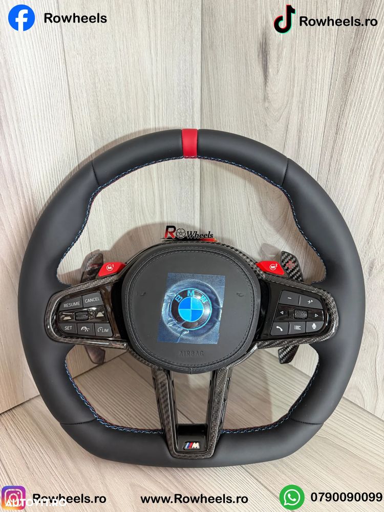 Volan BMW Model CS Carbon BMW G01 G05 G06 G11 G20 G30 G60 X1 X2 X3 X4 X5 X6 X7 Volan bmw seria5 seria8 seria7 Piele nappa Cusaturi M - 1