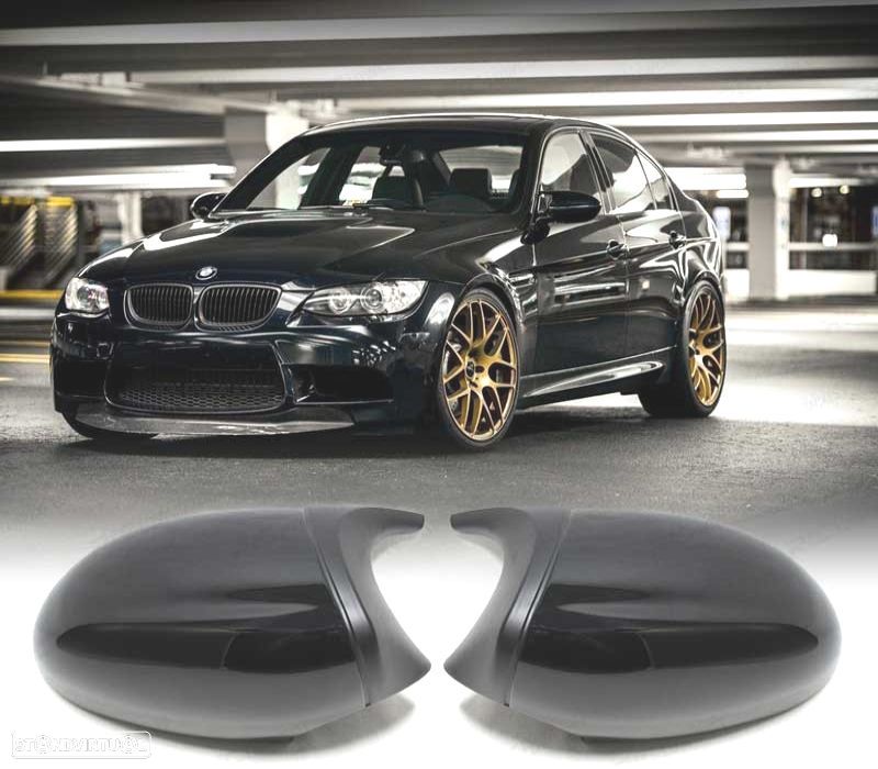 CAPAS ESPELHOS RETROVISORES LOOK M3 E90 E92 E82 E88 E91 E93 05-09 PRETO BRILHANTE - 1