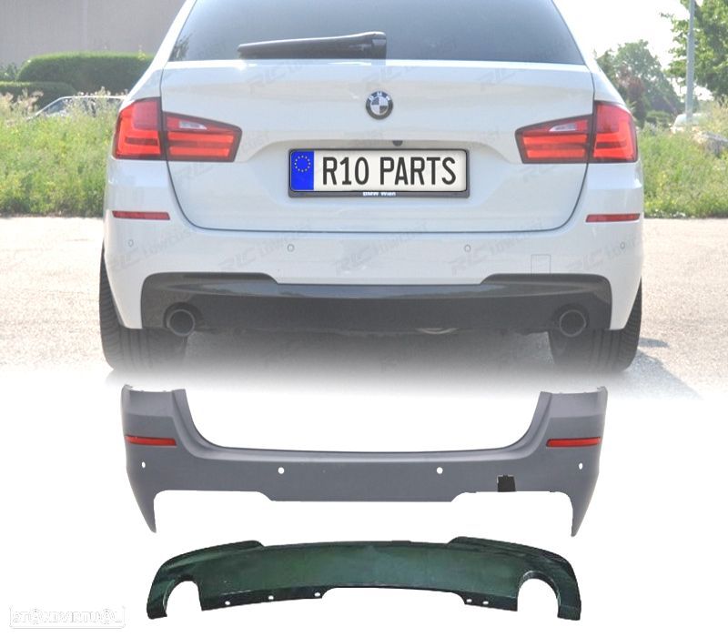 PARA-CHOQUES TRASEIRO BMW F11 TOURING LOOK M PDC DUPLA SAÍDA - 1