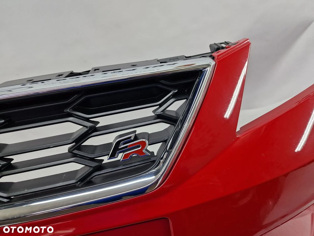 SEAT LEON 3 III 5F0 LIFT FR 16- KOMPLETNY ZDERZAK PRZEDNI PRZÓD + GRILL + KRATKA ŚRODKOWA , ŁADNY , KOLOR CZERWONY , NR 5F0807221AB / 5F0807221AJ , NR AUKCJI NZ971 - 18