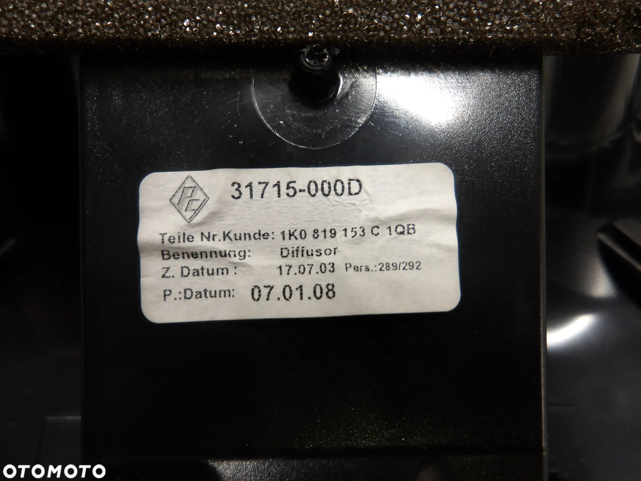 VW JETTA V 05-10 KRATKA NAWIEWU ŚRODEK GÓRA 1K08191563 - 3