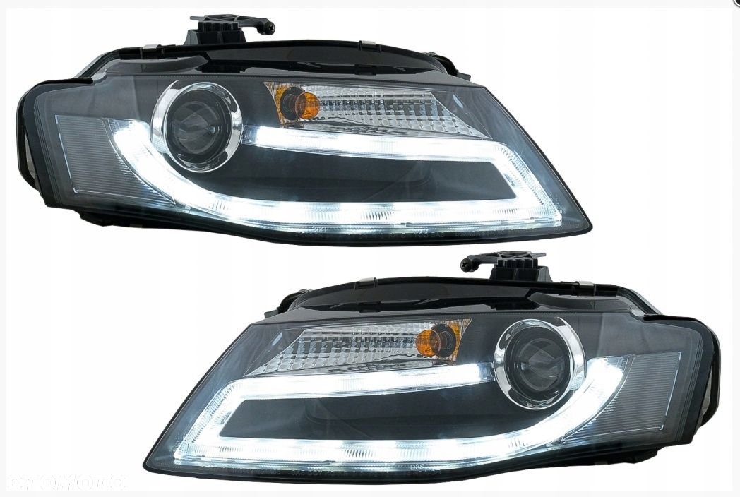 Reflektory Lampy DRL dzienne Diody Soczewka Clear Black Audi a4 b8 8k 07-08 - 2