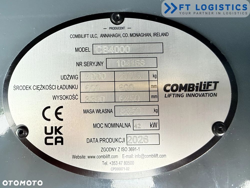 Combilift WÓZEK CZTEROKIERUNKOWY - WIELOKIERUNKOWY | COMBILIFT CB4000 | GAS | TRIPLEX 6450 MM | POZYCJONER WIDEŁ | PRZESU WIDEŁ | WOLNY SKOK | KABINA OTWARTA - 14