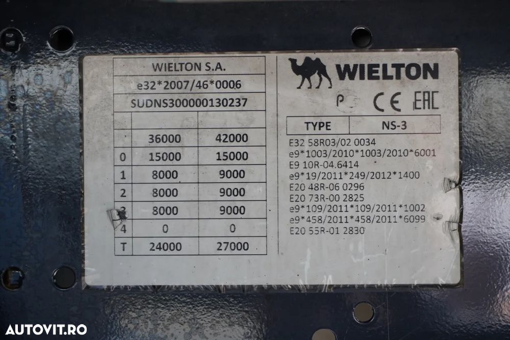 Wielton CORTINĂ / STANDARD / ACOPERIȘ CULISANT / ACOPERIȘ CULISANT / 385/65 R22.5 - 23