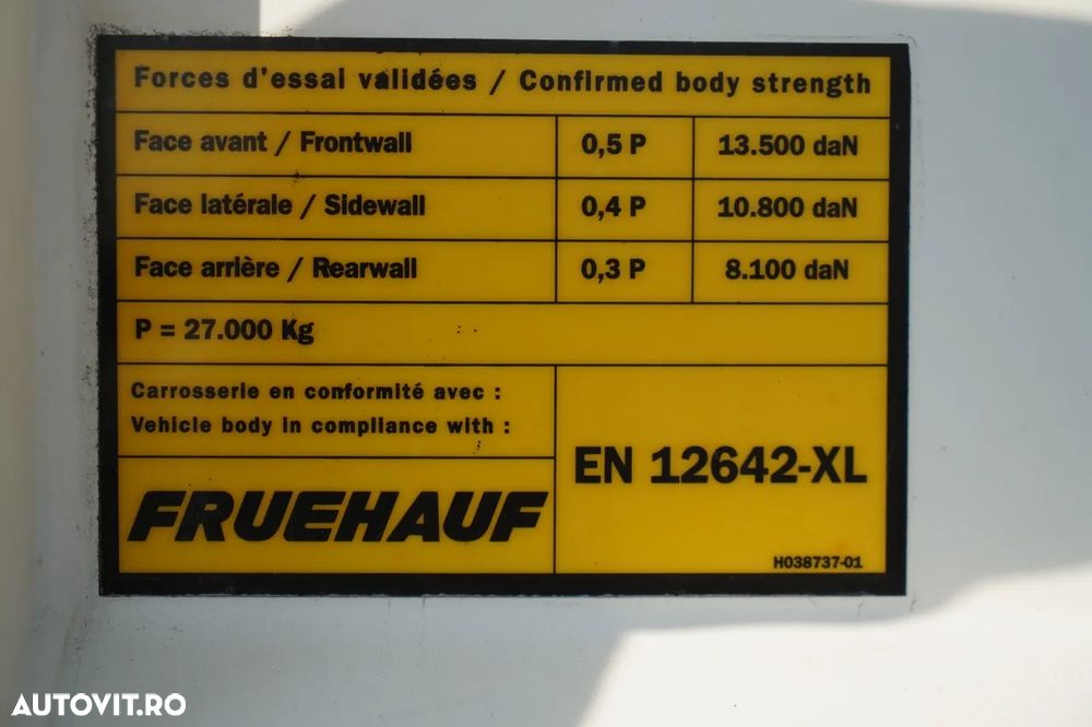 Fruehauf / SEMIREMORCĂ CU PRELATĂ (CURTAINSIDER) / STANDARD / PODEA REZISTENTĂ (HEAVY-DUTY) / AXĂ RIDICABILĂ / - 29