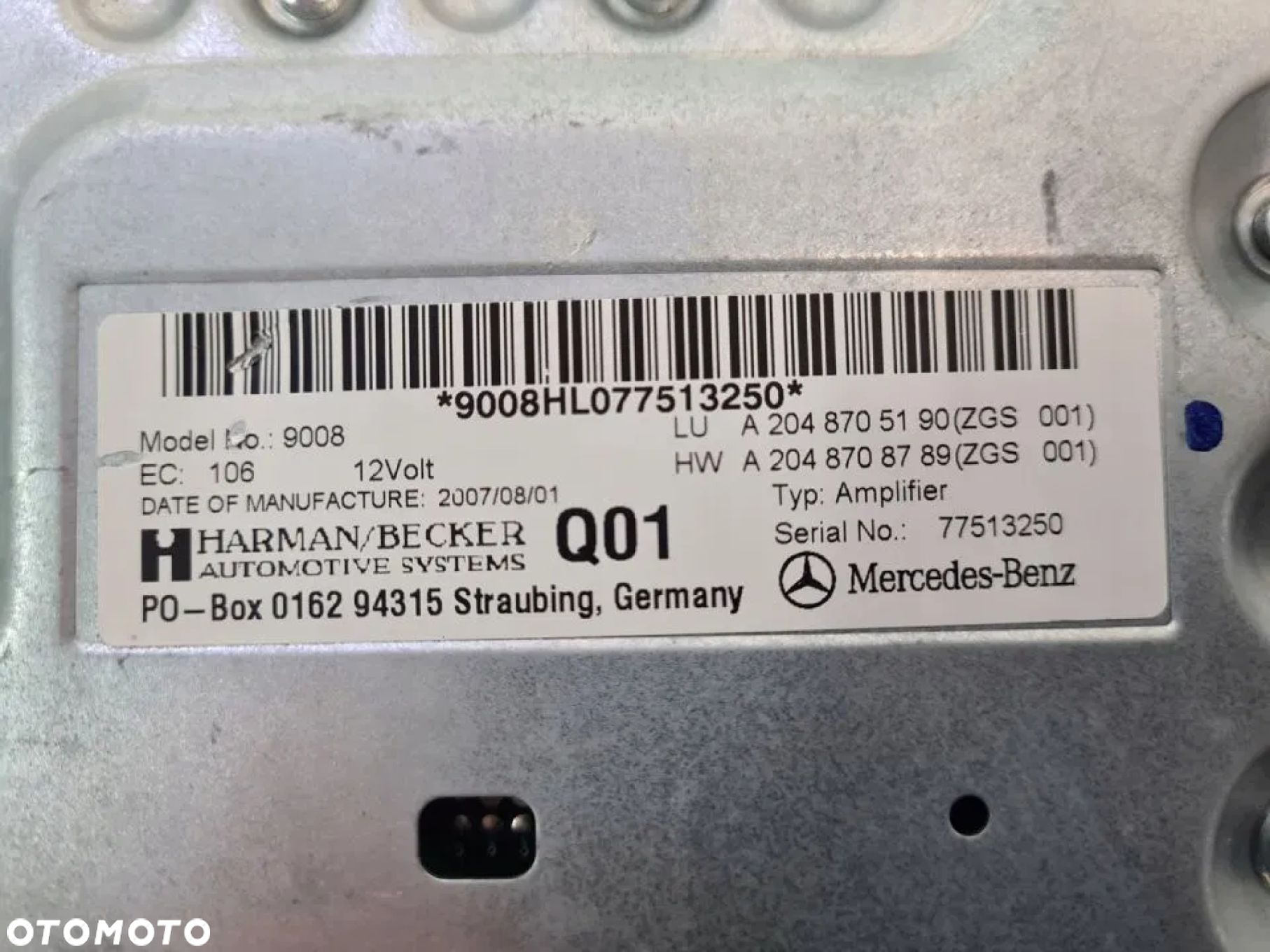 WZMACNIACZ HARMAN BECKER MERCEDES W204 A2048705190 - 3