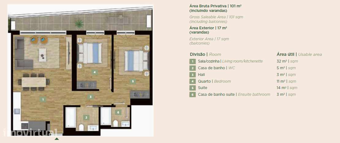 Apartamento T2 Novo, 3º andar -  Mirear, Vista B - Miraflores - Grande imagem: 3/12