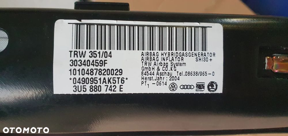 Kurtyna Airbag poduszka prawa Skoda Superb I 3U5880742A - 4