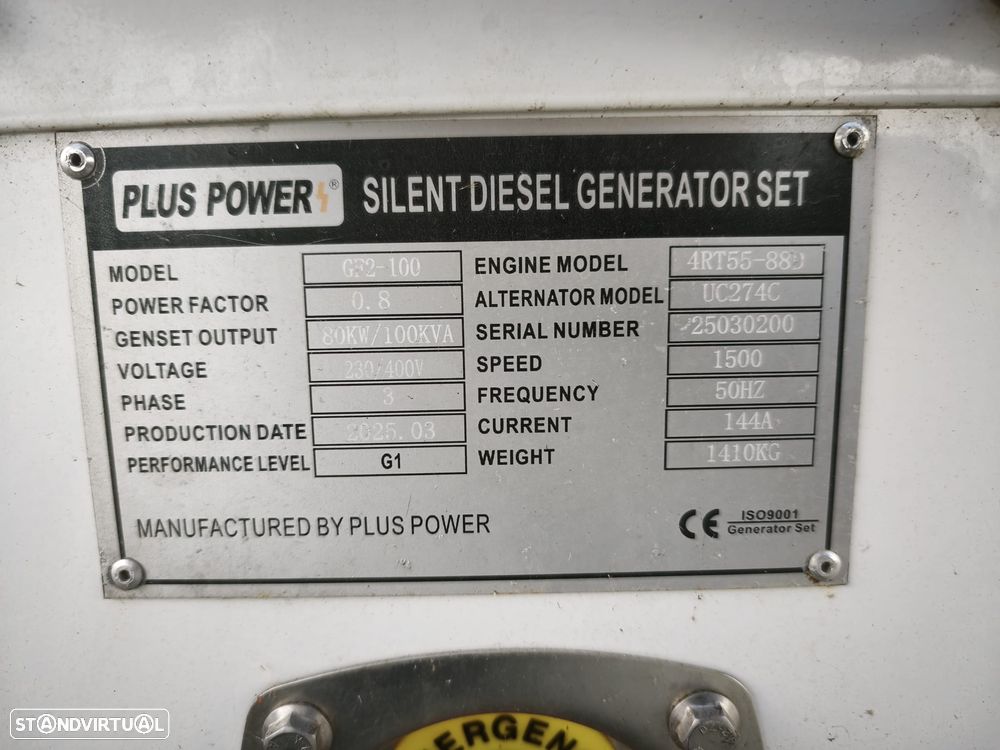 GERADOR TRIFASICO Plus Power GF2-100 80KW 100KVA - 8