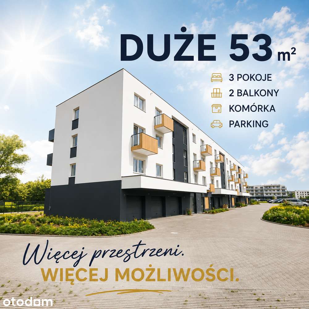 53 m2 z 2 balkonami w cenie 499 tys.