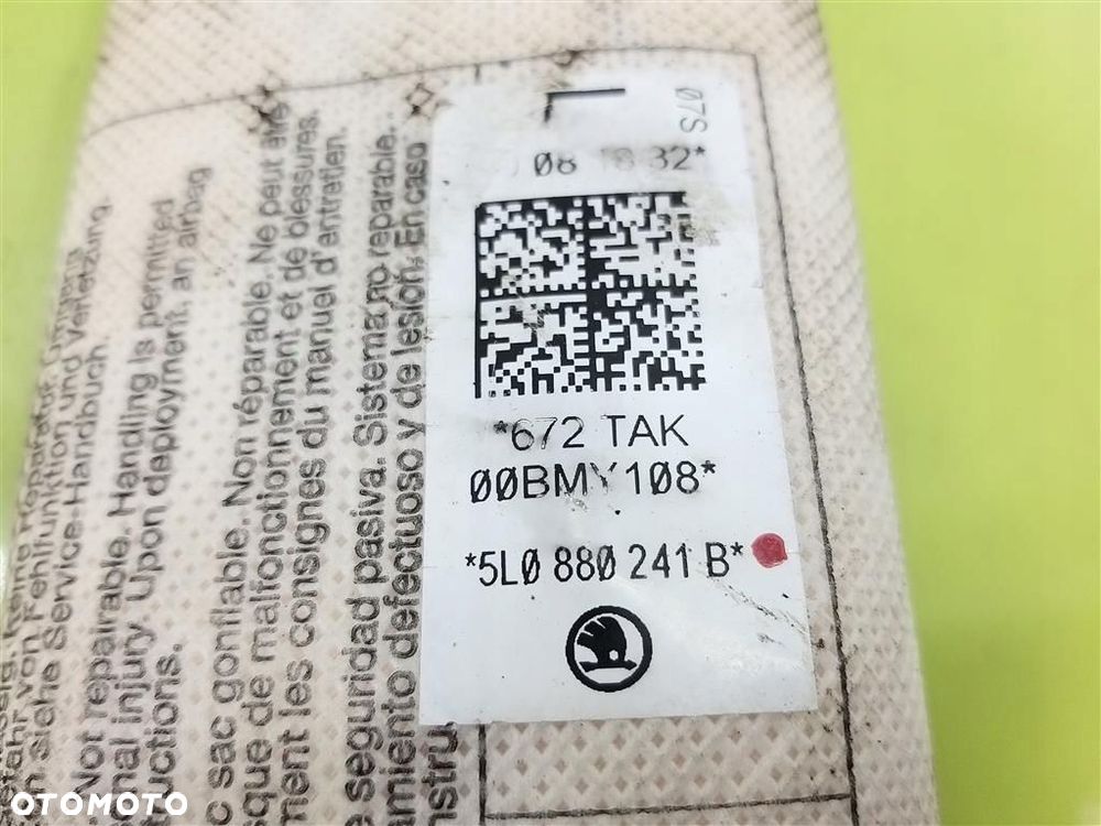 Airbag poduszka fotela Skoda Yeti 2012-2017 5L0880241B - 2