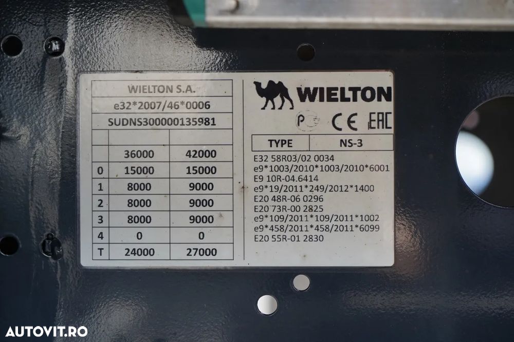 Wielton CORTINĂ / STANDARD / PONT CULISANT / PLAFON CULISANT / SAF - 31