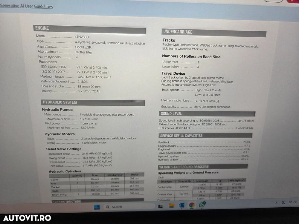 Hitachi ZX55, 2023, 879h, 5,5 tone, CUPLA RAPIDA+3 CUPE NOI, senile cauciuc 90% bune, Inst picon pe brate, A dous inst hidr pe brate, Aer conditionat, Ad sapare 5m, STARE CA NOU, posibilitate leasing-PROMOTIE 46.900 EUR+tva - 26