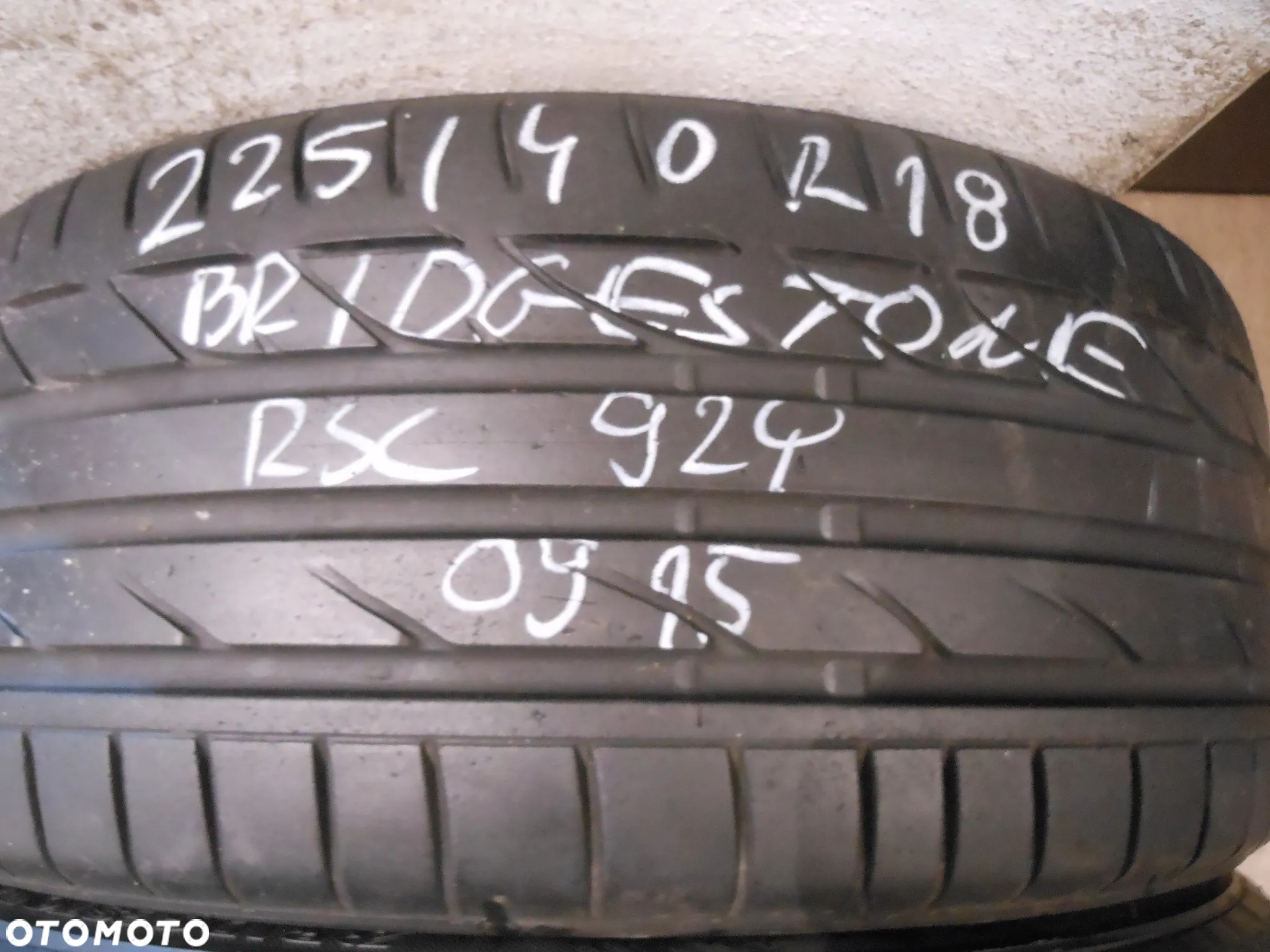 Opony 225/40r18 bridgestone potenza s001 rsc 6,3mm lato para - 2