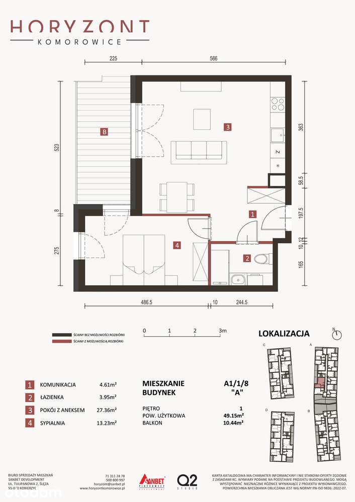 Mieszkanie na sprzedaż, 2 pokoje, 49 m², Komorowice
