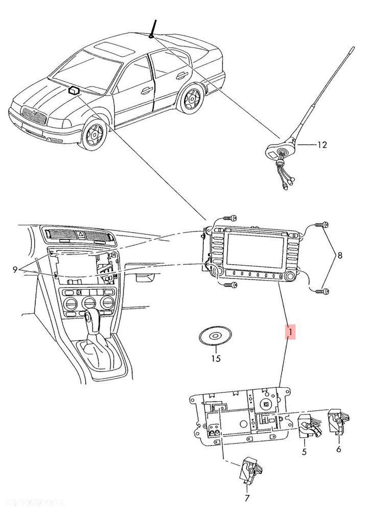 radio cd nawigacja skoda octavia ii 1z0035194a 7612002037 - 2