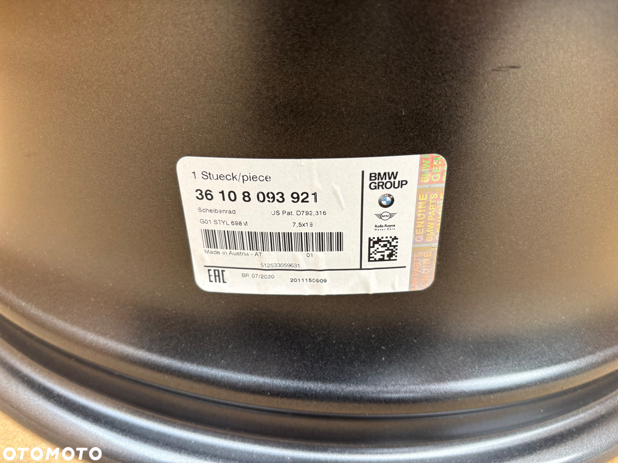 Nowa Oryginalna Felga Aluminiowa M Pakiet BMW X3 G01 X4 G02 5x112 8093921 8746987 7.5 19 IS32 - 2