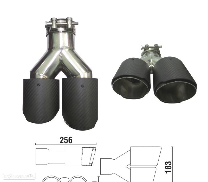 PONTEIRA DE ESCAPE CARBONO DUPLA ESQUERDA - 2