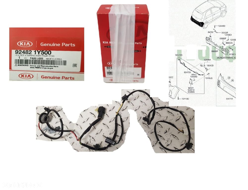 NOWE ORYGINALNE OKABLOWNIE TYLNEGO ZDERZAKA WIĄZKA KIA PICANTO II 2 LIFT 14-17 924821Y500