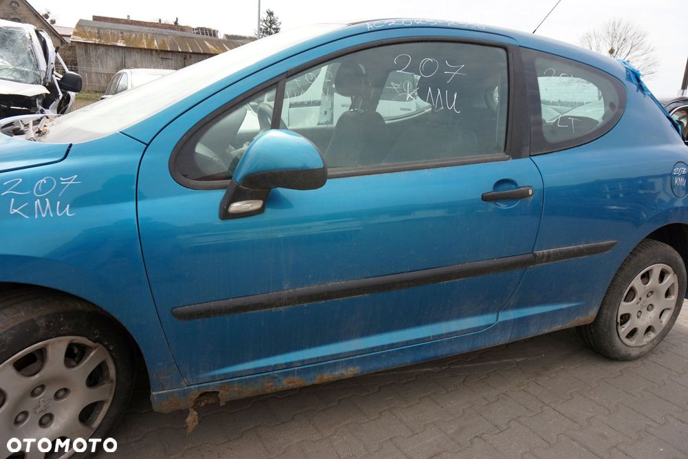 DRZWI PRZEDNIE LEWE 207  3D HB KMU  NIEBIESKI PEUGEOT 2006-2009 - 4