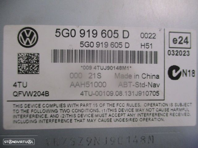 Radios 5G0919605D VW GOLF 7 2013 2.0TDI 184CV 5P PRETO ORIGINAL 4TU QFVW204B GPS - 6