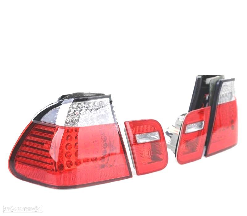 FAROLINS TRASEIROS LED BMW E46 98-01 VERMELHO CROMADO LOOK M3 - 3