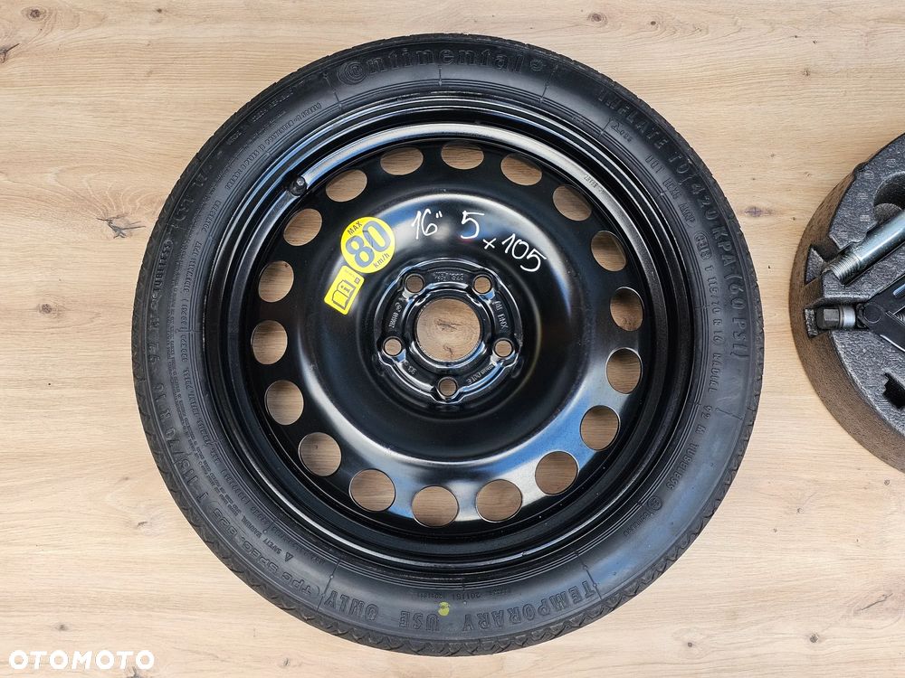 KOŁO DOJAZDOWE ZAPASOWE ZAPAS ZESTAW KLUCZ LEWAREK OPEL ASTRA J K MOKKA 16 CALI 5x105 ET25 115/70/16 - 2