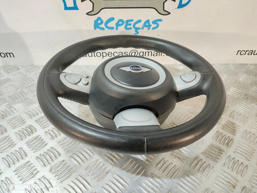 VOLANTE GUIADOR COMPLETO MINI COOPER R56 R55 CLUBMAN R57 CABRIO R58 COUPE R59 ROADSTER R60 CONTRYMAN R61 PACEMAN PELE COMANDOS MULTIFUNÇÕES AIRBAG - 2