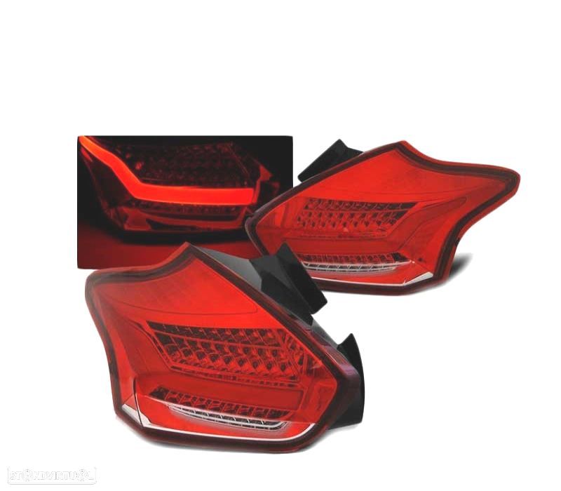 FAROLINS TRASEIROS LED DINÂMICO PARA FORD FOCUS 3 HATCHBACK 15-18 VERMELHO - 1