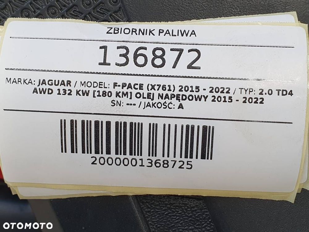 ZBIORNIK PALIWA BAK JAGUAR F-PACE X761 2.0D 180KM HX739K007A - 5